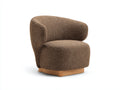 Fauteuil 92×90×74 cm - tissu bouclé brun - assise basse confortable avec piètement bois style chaleureux pour salon