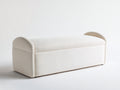 Tabouret 120×40×45 cm - tissu bouclé ivoire - assise longue arrondie pour chambre à coucher
