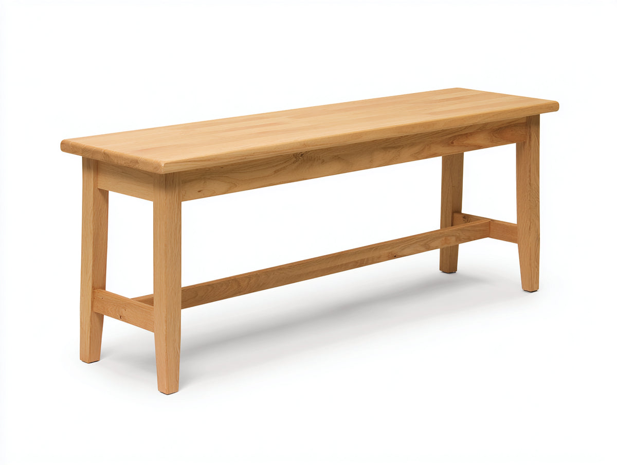 Banc 180×38×45 cm - chêne naturel clair - assise longue avec piètement droit pour salle à manger
