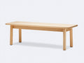 Banc 150×40×45 cm - bois blond clair - plateau aux extrémités arrondies et pieds cylindriques pour salle à manger