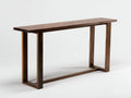 Console 160×34×80 cm - noyer brun sombre - plateau fin avec cadres ouverts et traverse basse pour chambre à coucher