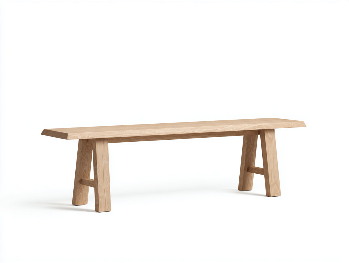 Banc 180×38×45 cm - bois chêne naturel finition claire - assise longue épurée pour salle à manger