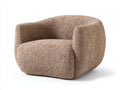 Fauteuil 105×95×78 cm - tissu bouclé brun noisette - assise large avec accoudoirs arrondis pour salon