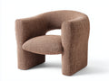 Fauteuil 88×86×76 cm - tissu bouclé marron - assise enveloppante avec accoudoirs larges style contemporain pour salon