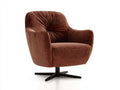 Fauteuil 87×83×90 cm - velours côtelé rouille - dossier froncé et pied pivotant noir en étoile pour salon