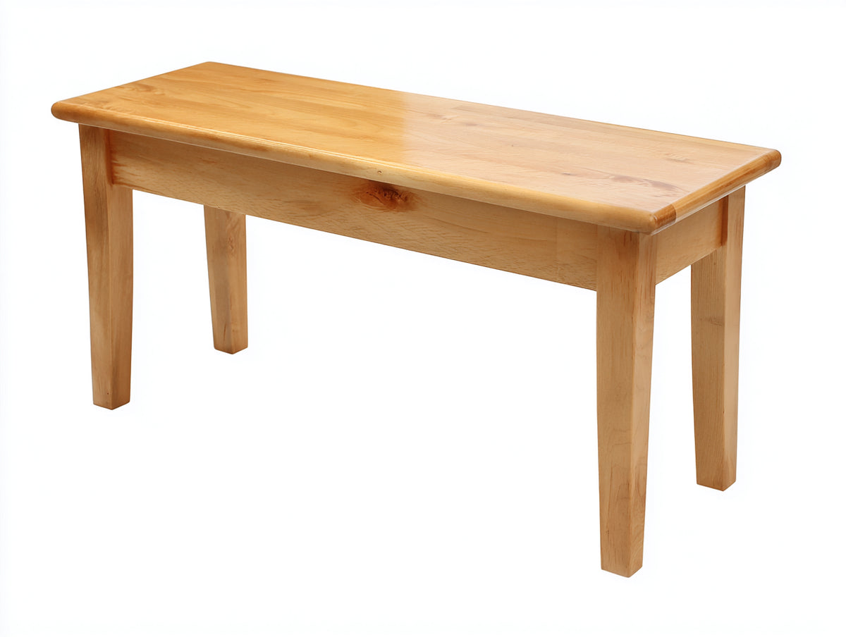 Banc 142×42×46 cm - bois miel - plateau épais aux bords moulurés et piètement carré pour salle à manger