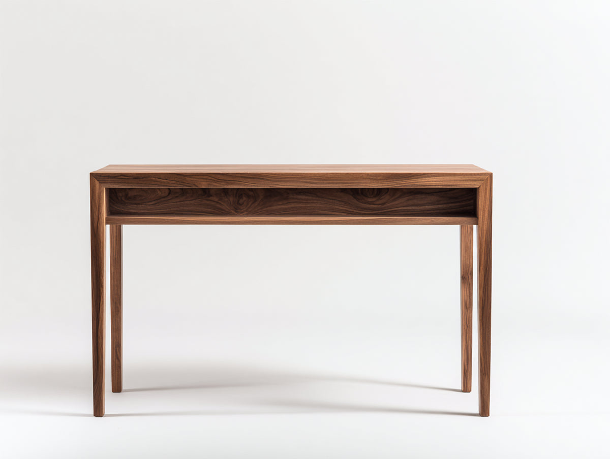 Console 150×40×82 cm - bois noyer foncé - table console minimaliste avec rangement intégré style moderne pour chambre à coucher