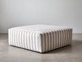 Tabouret 100×100×38 cm - tissu rayé beige et blanc - pouf rembourré carré style contemporain pour chambre à coucher