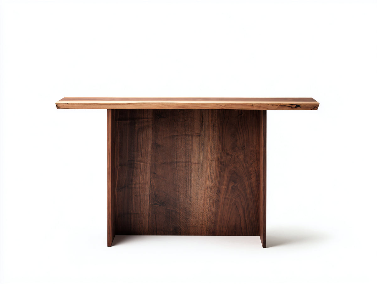 Console 150×40×78 cm - bois noyer brun - plateau large et base droite minimaliste pour chambre à coucher
