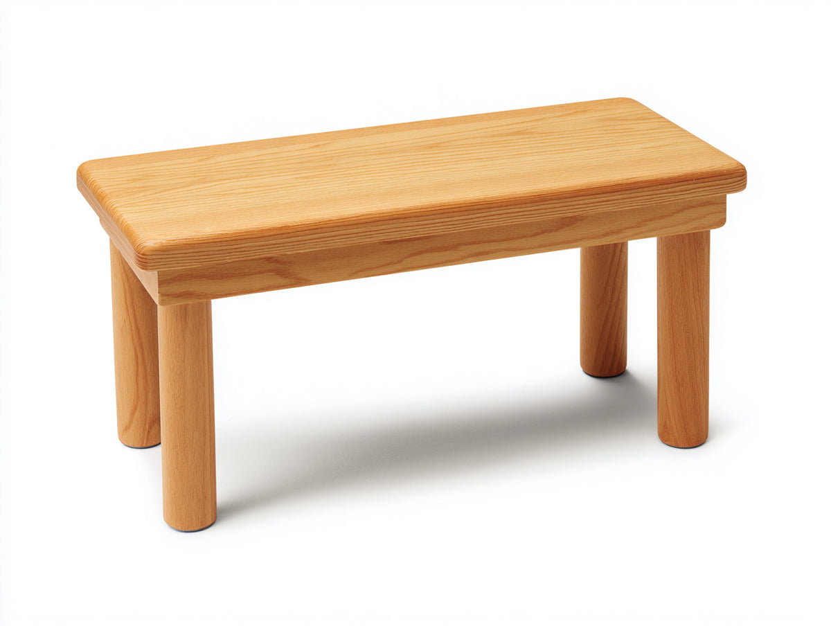 Banc 160×42×46 cm - bois naturel miel - plateau arrondi avec pieds cylindriques pour salle à manger