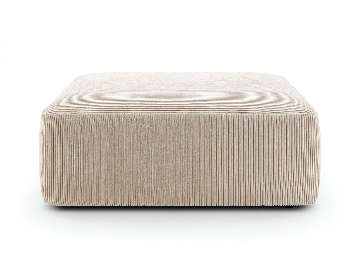 Tabouret 95×95×30 cm - velours côtelé crème - plateforme basse rembourrée aux angles adoucis pour chambre à coucher