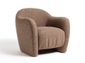 Fauteuil 90×86×85 cm - tissu bouclé brun cannelle - dossier galbé et assise rainurée pour salon