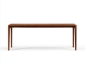 Console 170×38×78 cm - noyer brun profond - plateau à chants galbés et quatre pieds fuselés pour chambre à coucher