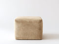 Tabouret 48×48×43 cm - velours côtelé beige sable - cube compact avec assise plate pour chambre à coucher