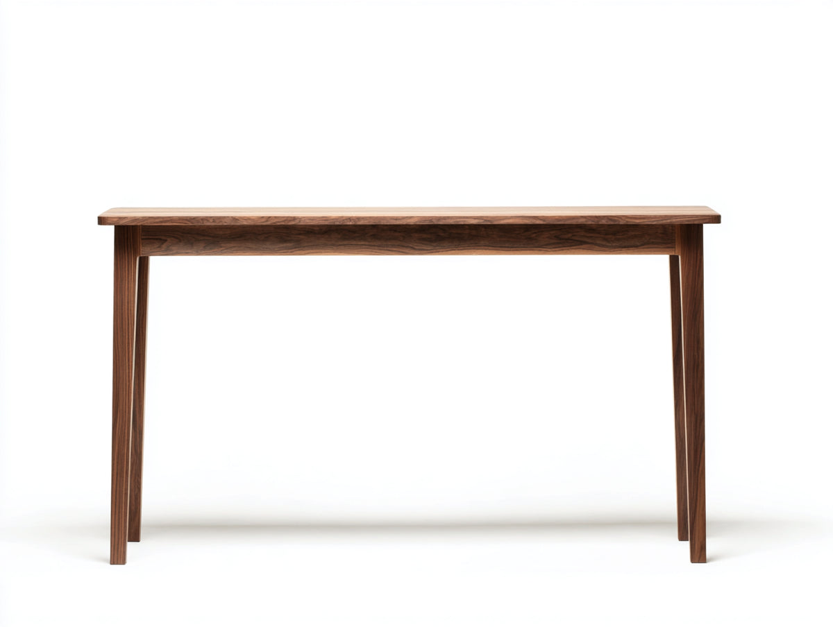 Console 160×36×80 cm - noyer foncé naturel - plateau fin et structure épurée pour chambre à coucher