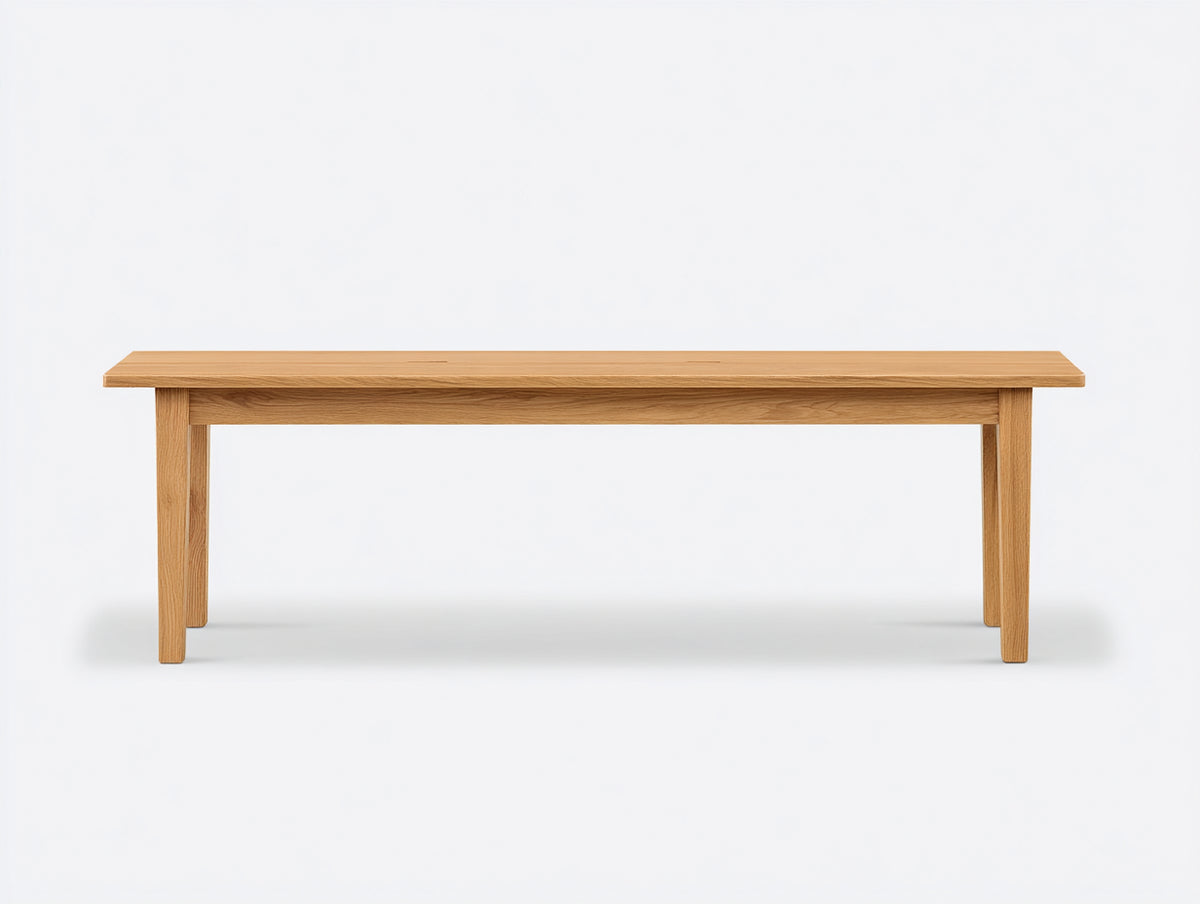 Banc 165×40×47 cm - chêne doré - longue assise plane et cadre à quatre pieds droits pour salle à manger