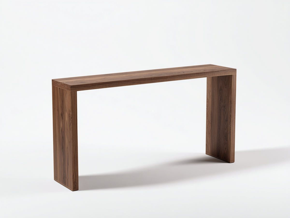Console 155×40×80 cm - bois noyer foncé - design minimaliste avec base latérale pleine pour chambre à coucher