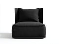 Fauteuil 96×92×78 cm - tissu noir texturé - assise profonde avec dossier enveloppant style contemporain pour salon
