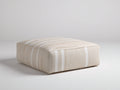 Tabouret 110×90×40 cm - tissu écru rayé naturel - pouf bas rembourré forme rectangulaire pour chambre à coucher