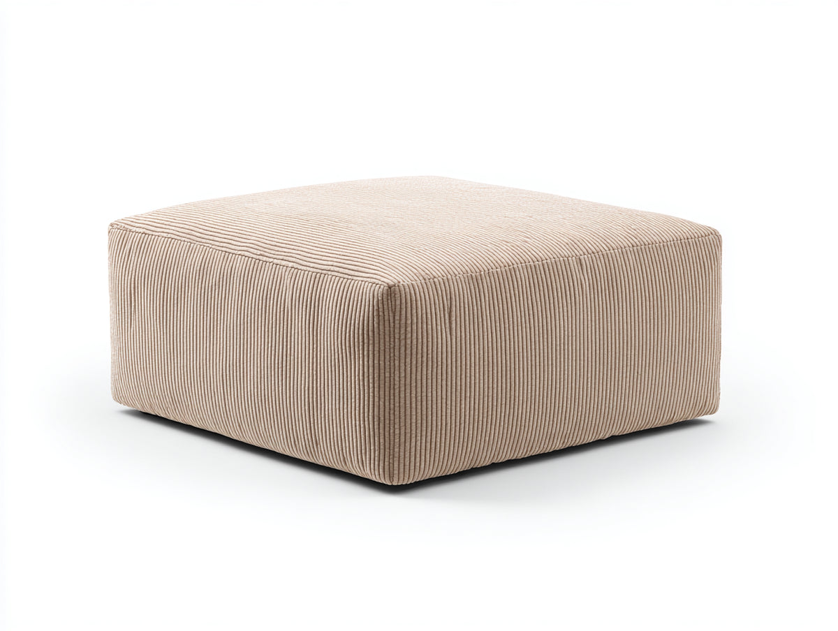 Tabouret 105×85×38 cm - tissu côtelé sable - pouf rectangulaire rembourré style contemporain pour chambre à coucher